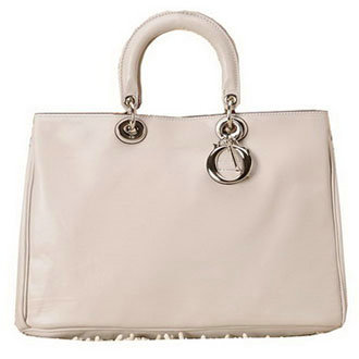 Christian Dior diorissimo nappa leather bag 0901 light grey with silver hardware - Click Image to Close